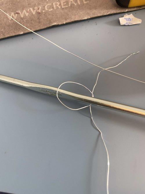 Lori Cranson's Fire and Ice Crocheted Necklace - , Contemporary Wire Jewelry, Crocheting, Create a loop on the wire